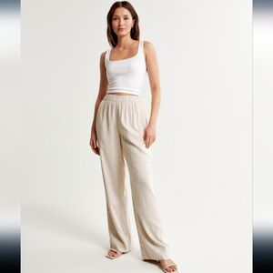 Abercrombie & Fitch Ultra High Rise Wide Leg Linen Pants